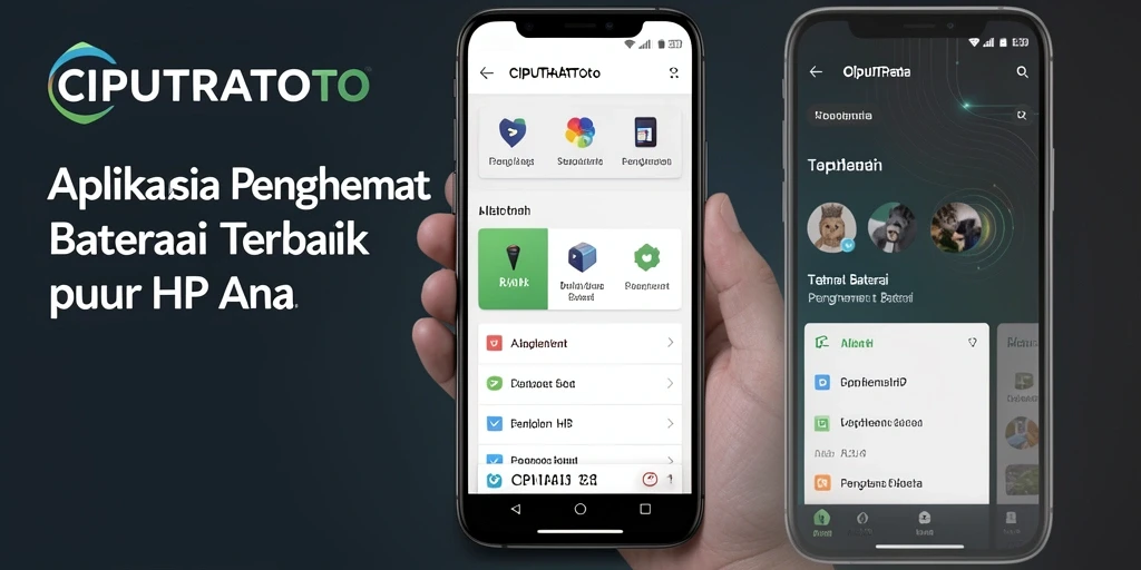 Screenshot antarmuka CIPUTRATOTO menampilkan fitur Penghemat Baterai yang efisien.