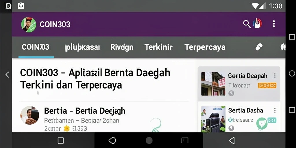 Tampilan antarmuka aplikasi COIN303 untuk berita daerah.
