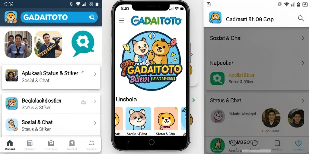 Antarmuka GADAITOTO menampilkan berbagai pilihan stiker yang menarik.