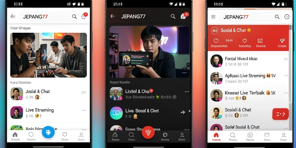 Tampilan antarmuka JEPANG77 yang menarik dan interaktif untuk Live Streaming.