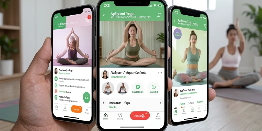 Antarmuka ZK3 menampilkan sesi yoga yang menarik dan mudah diakses.